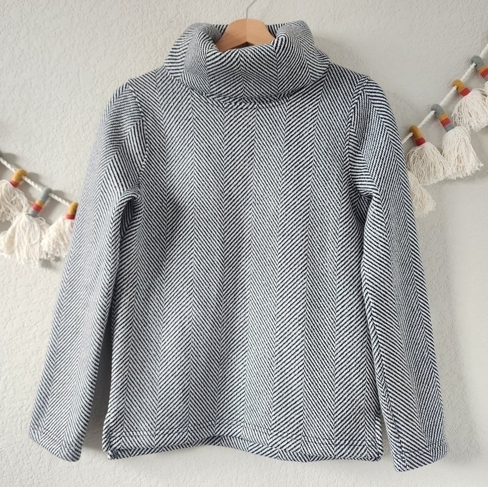 J. Crew Plaid Long Sleeve Funnelneck Fleece Pullover Sweater Academia Warm XS